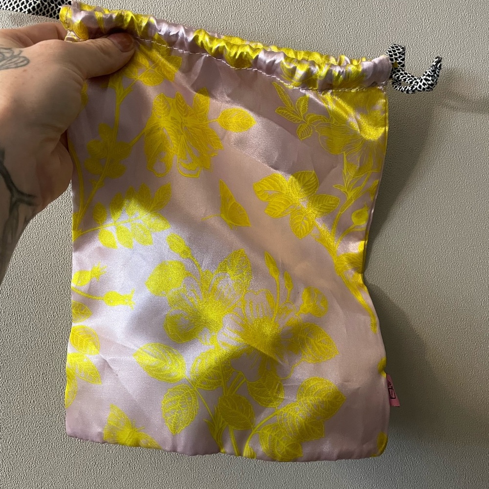 FREE WITH 5/$20 MAKEUP PURCHASE! Floral Satin Drawstring Bag